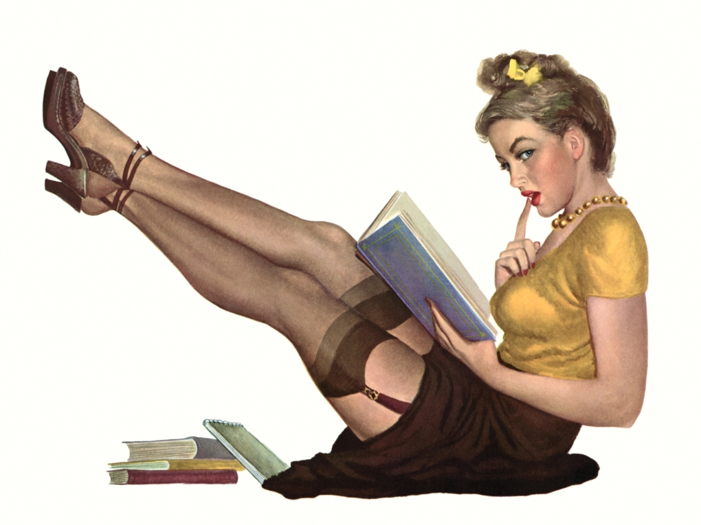 Пин ап девушка с книгой